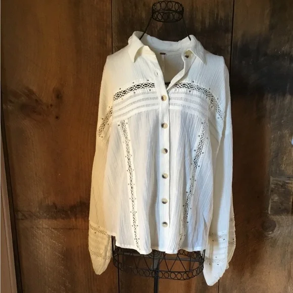 Free People Crochet Button Down - Picture 1 of 5